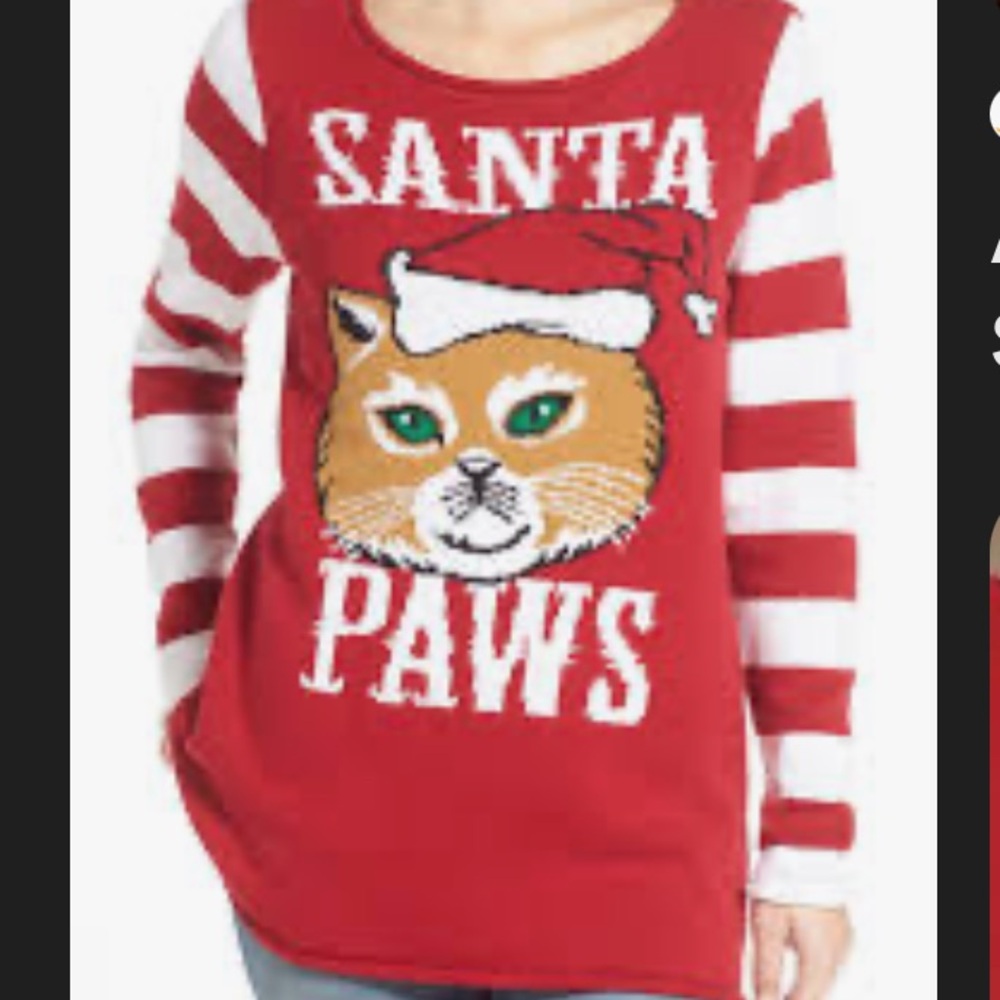Ugly Christmas Sweater Santa Paws Top Size Large